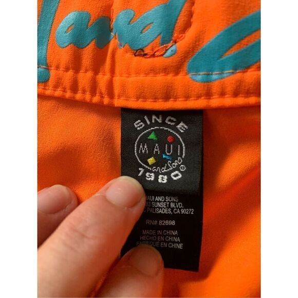 Maui‎ & Sons Board Shorts Orange Swim Trunks Beach Surf Shorts - Picture 9 of 10